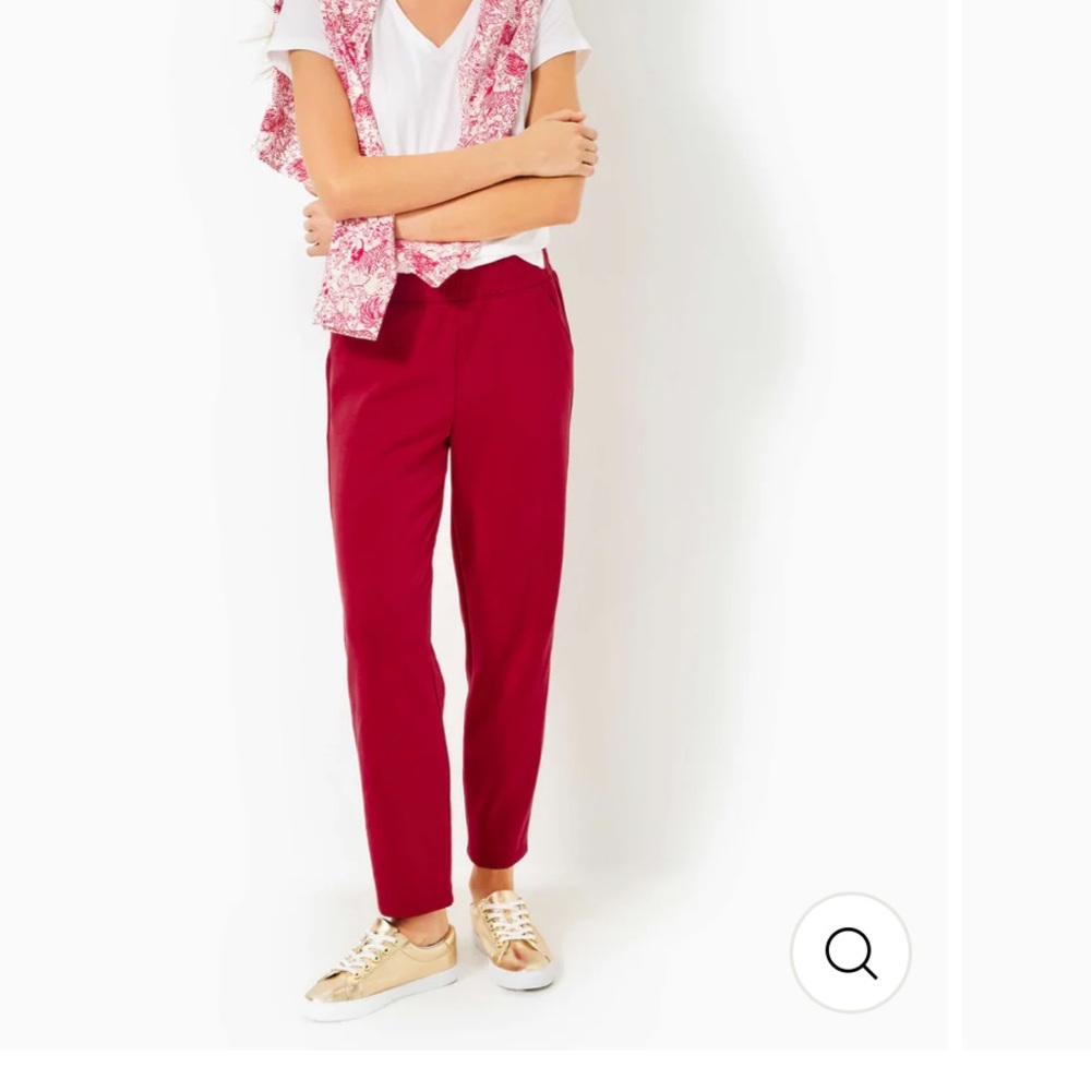 Lilly Pulitzer Riley UPF 50+ Pant Malbec Red NWT Size L 27”